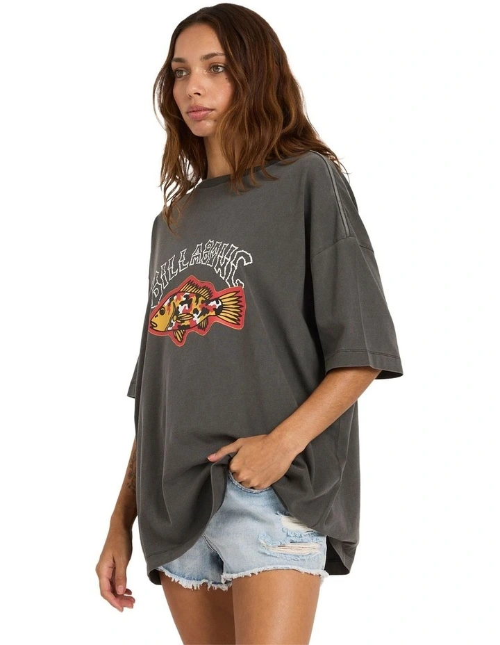 Otis Mangrove Oversized T-Shirt in Washed Black image 3