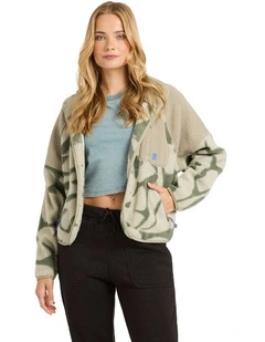Popoyo Snap Up Fleece Jacket in Green