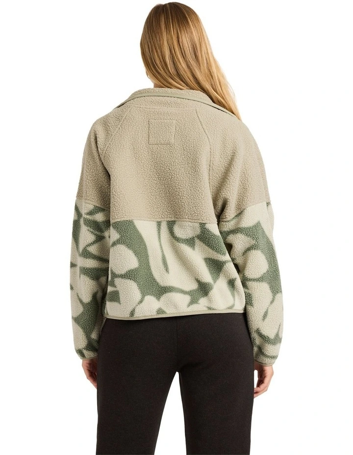 Popoyo Snap Up Fleece Jacket in Green image 2