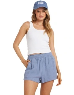 In The Waves Elastic Waist Shorts in Blue