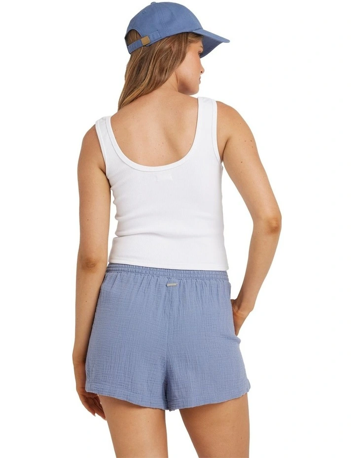 In The Waves Elastic Waist Shorts in Blue image 2