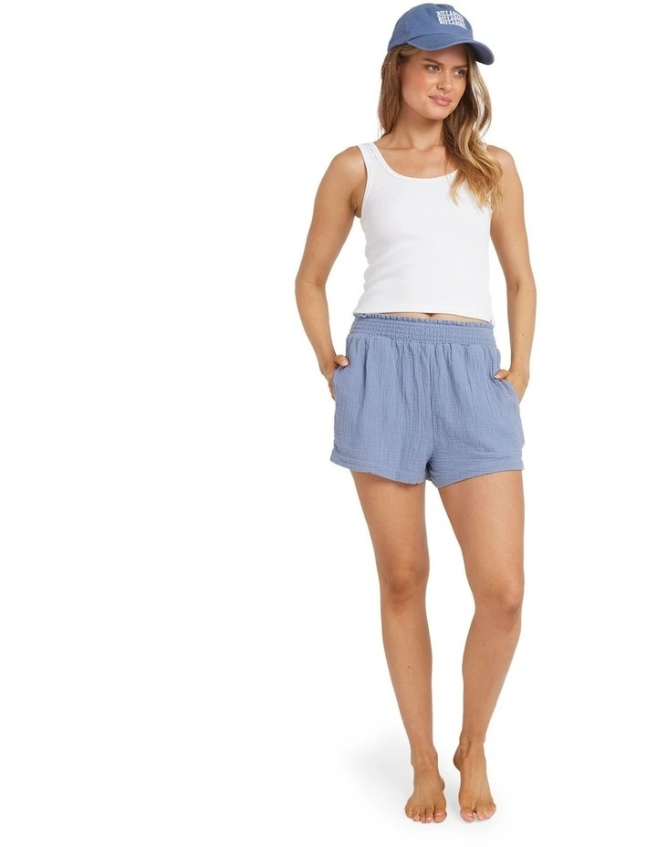 In The Waves Elastic Waist Shorts in Blue image 5