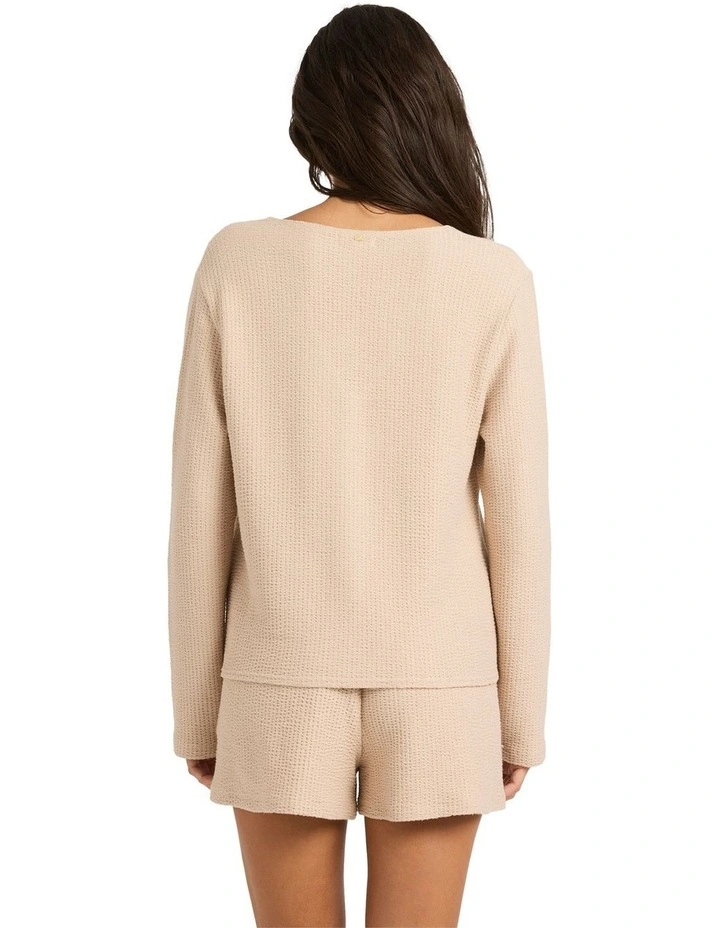 Maya Long Sleeve Knitted Top in Oatmeal image 2