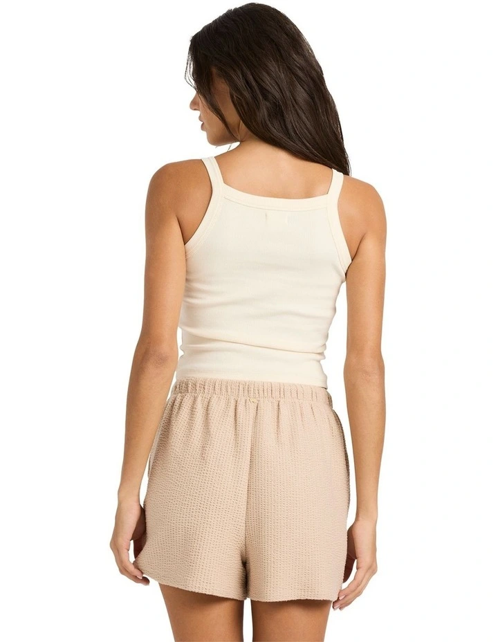 Maya Elastic Waist Shorts in Oatmeal image 2