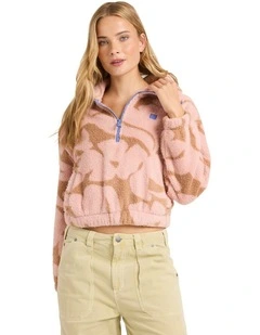 Barra Half Zip Pullover In Rose Brown