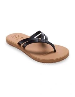 Olivia Recovery Strappy Thongs in Black/Tan