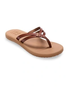 Olivia Recovery Strappy Thongs In in Brown/Tan