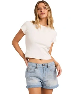 Frankie Denim Shorts In Bleached Indigo
