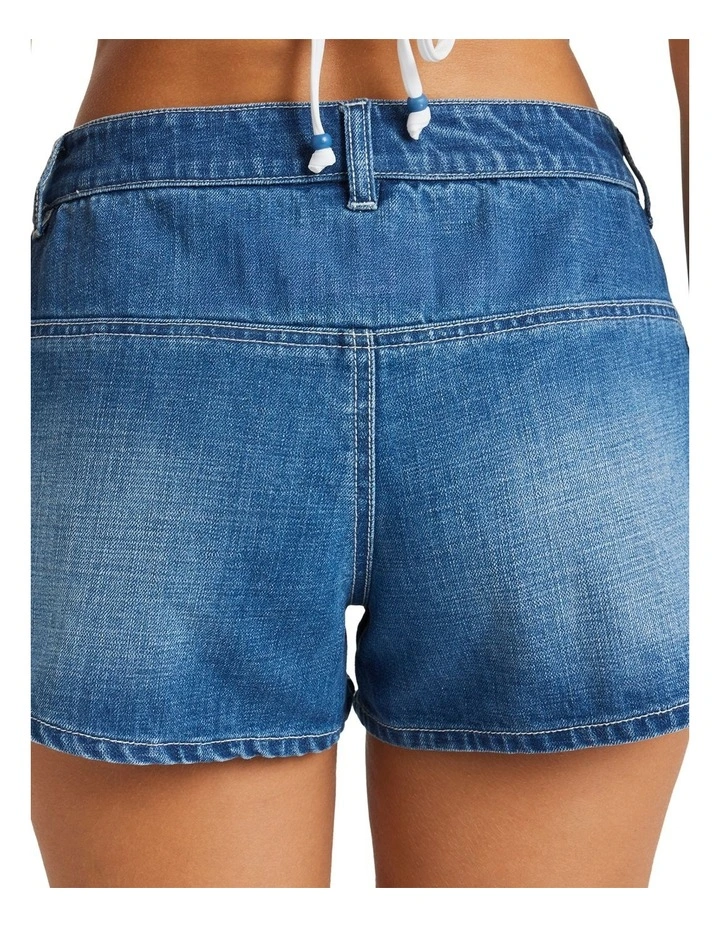 Wave Bound Denim Shorts In Dark Denim image 4
