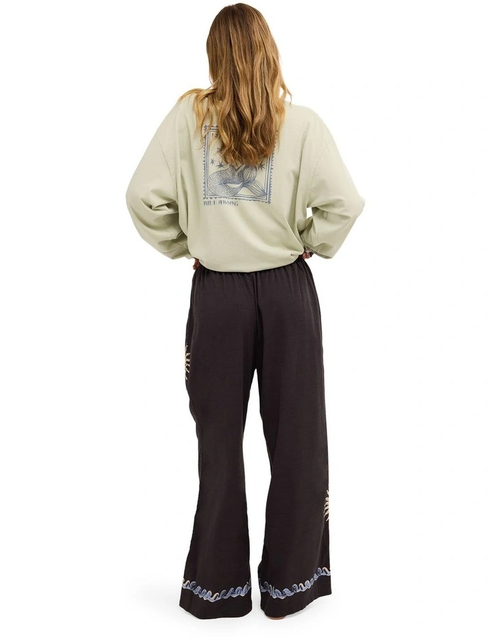 Paradise 73 Elastic Waist Pants In Black Sands image 2