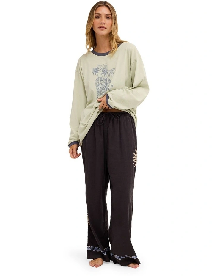 Paradise 73 Elastic Waist Pants In Black Sands image 5