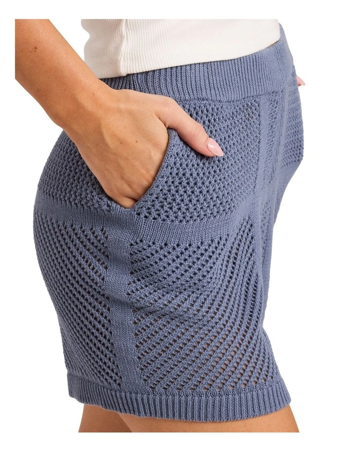 Cool Down Elastic Waist Shorts In Blue Smoke image 4