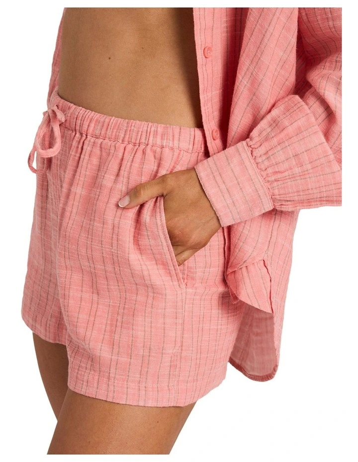 Wanderer Stripe Elastic Waist Shorts In Sugar Almond image 4