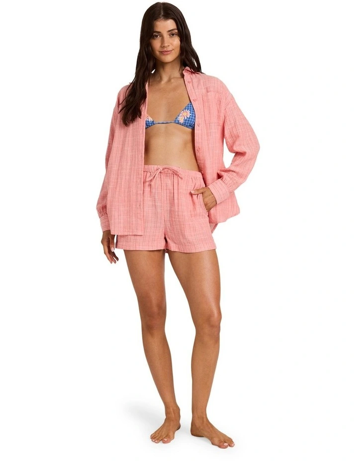 Wanderer Stripe Elastic Waist Shorts In Sugar Almond image 5