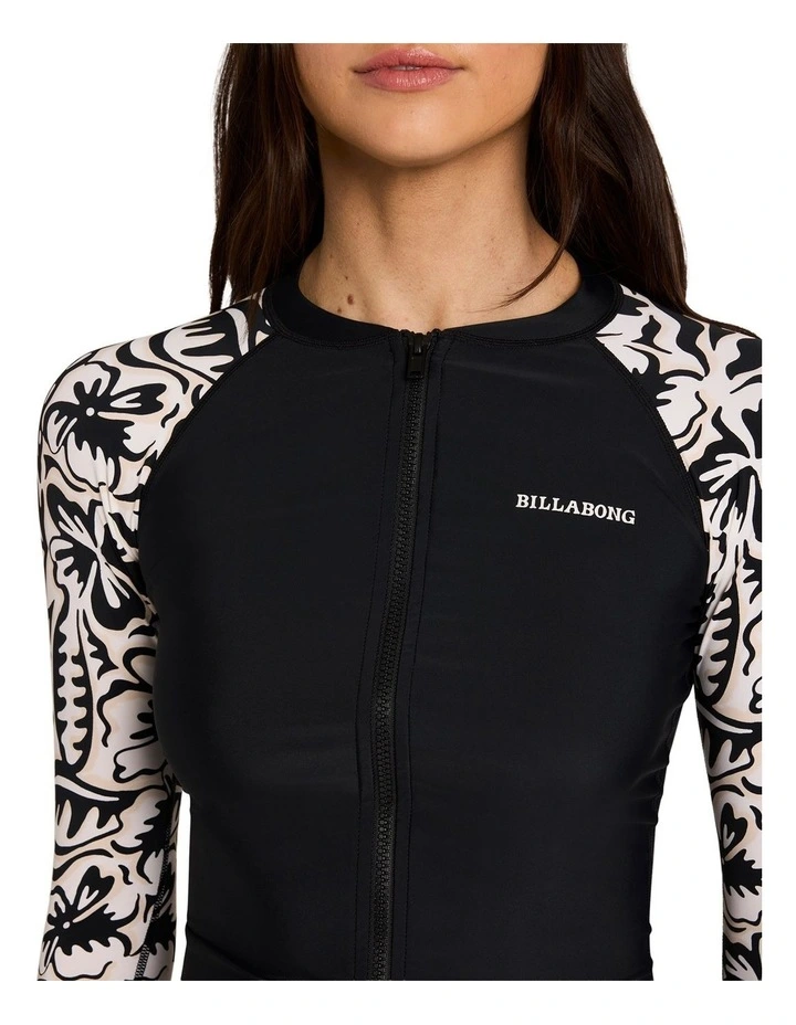 Wave Tribe Pipa Long Sleeve Rash Vest in Black Pebble image 4