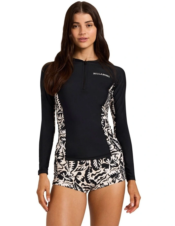 Wave Tribe Reef Long Sleeve Rash Vest in Black Pebble image 1