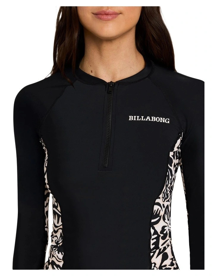 Wave Tribe Reef Long Sleeve Rash Vest in Black Pebble image 4
