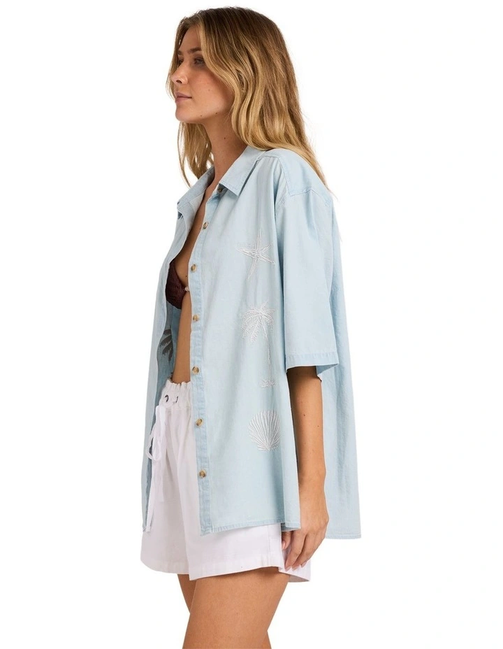 Marisol Short Sleeve Shirt Sky in Gray image 3