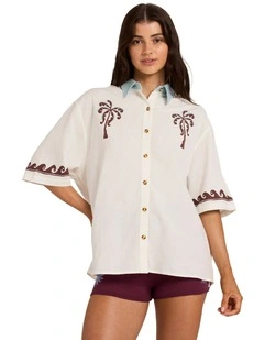 Surf Cowgirl Short Sleeve Shirt in Salt Crystal