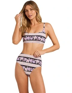 Forevermore Hi Retro Bikini Bottom in Black Pebble
