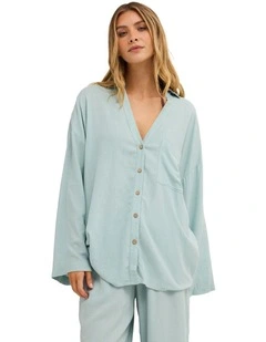 Sun Days Shirt Cover Up in Blue Light