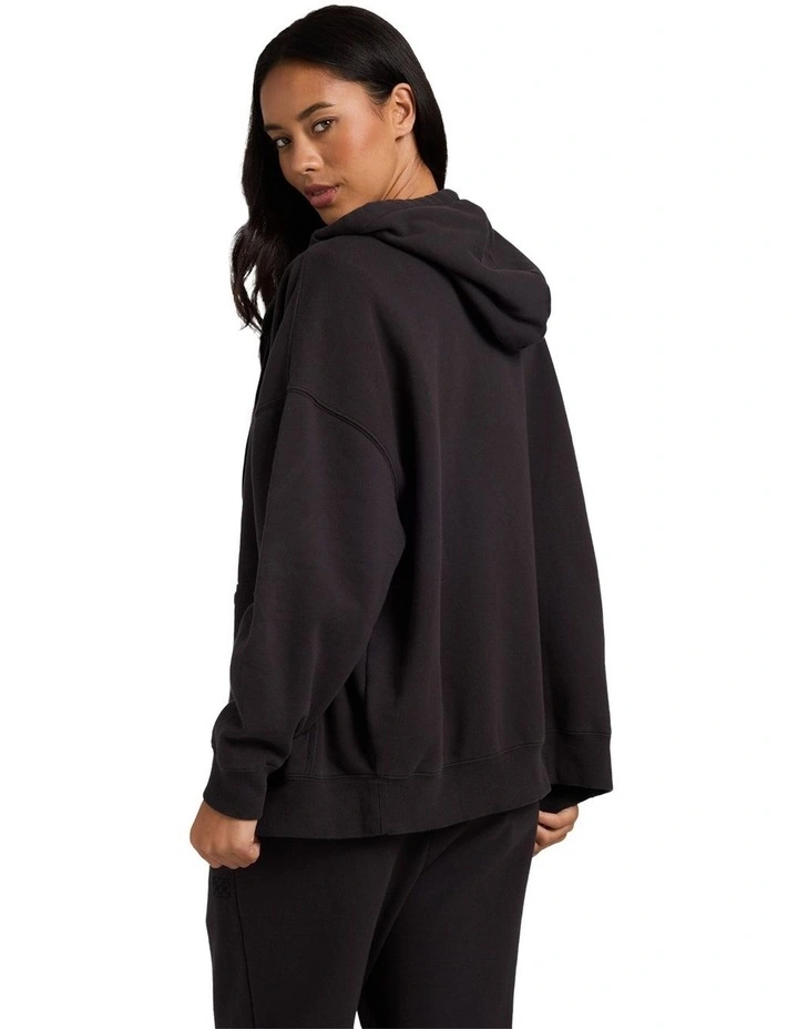 Wave Essentials Zip Up Hoodie in Off Black image 2
