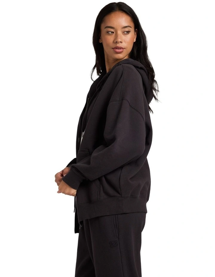 Wave Essentials Zip Up Hoodie in Off Black image 3
