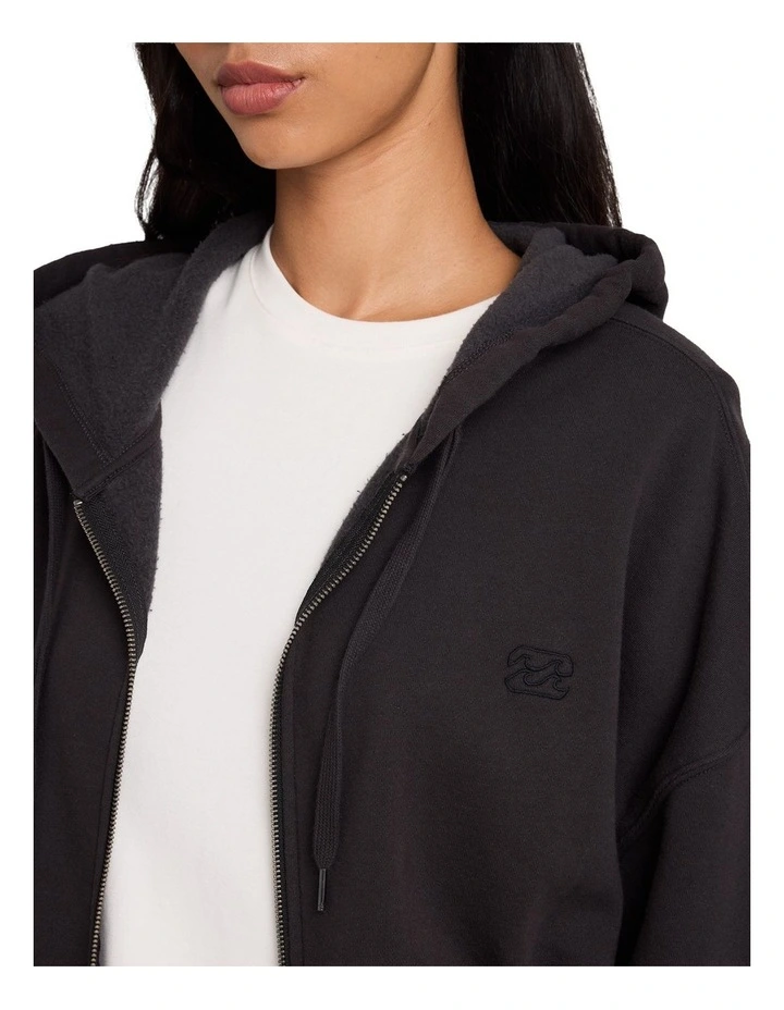 Wave Essentials Zip Up Hoodie in Off Black image 4