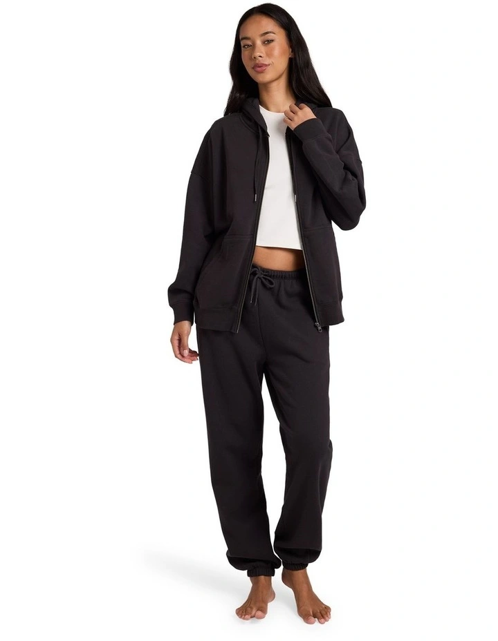 Wave Essentials Zip Up Hoodie in Off Black image 5