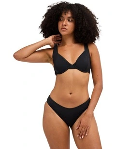Sol Searcher Khloe DD Bikini Top in Black Pebble
