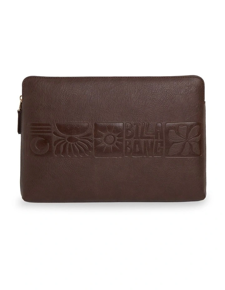 Waves And Flowers Laptop Slip In Chocolate Brown image 1
