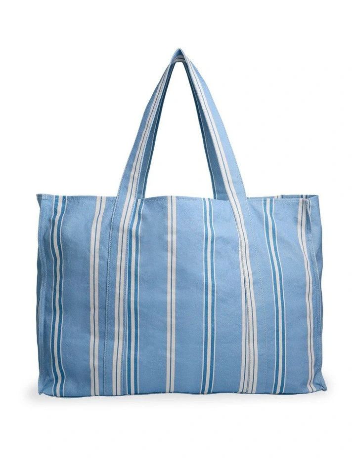 Salt Air Stripe Tote Bag In Powder Blue image 2