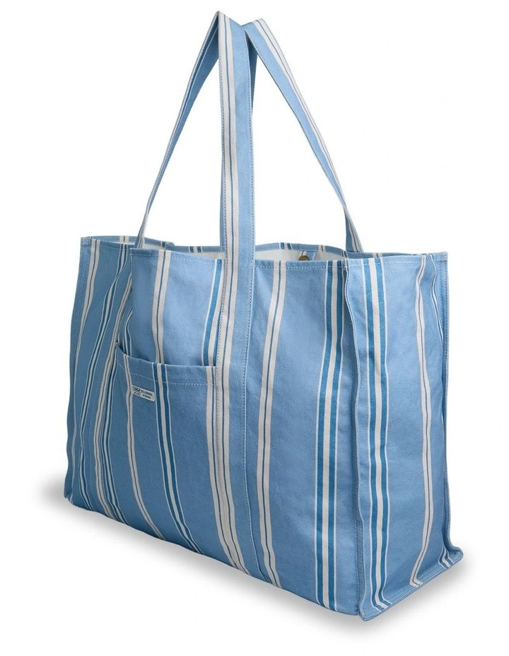 Salt Air Stripe Tote Bag In Powder Blue image 3