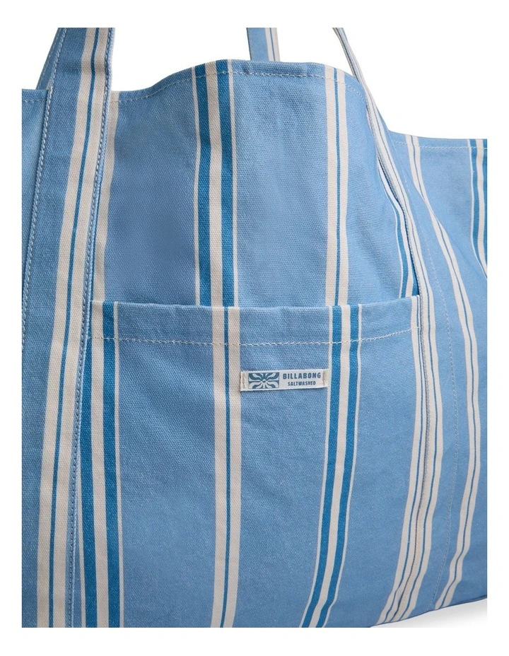 Salt Air Stripe Tote Bag In Powder Blue image 4