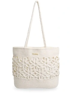 Wild Daisies Tote Bag In Salt Crystal