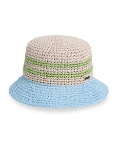 Beach Club Straw Bucket Hat In Multi