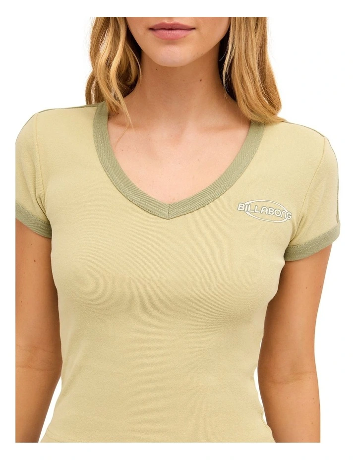 Surf Vibe V Neck T-Shirt In Crystal Green image 4