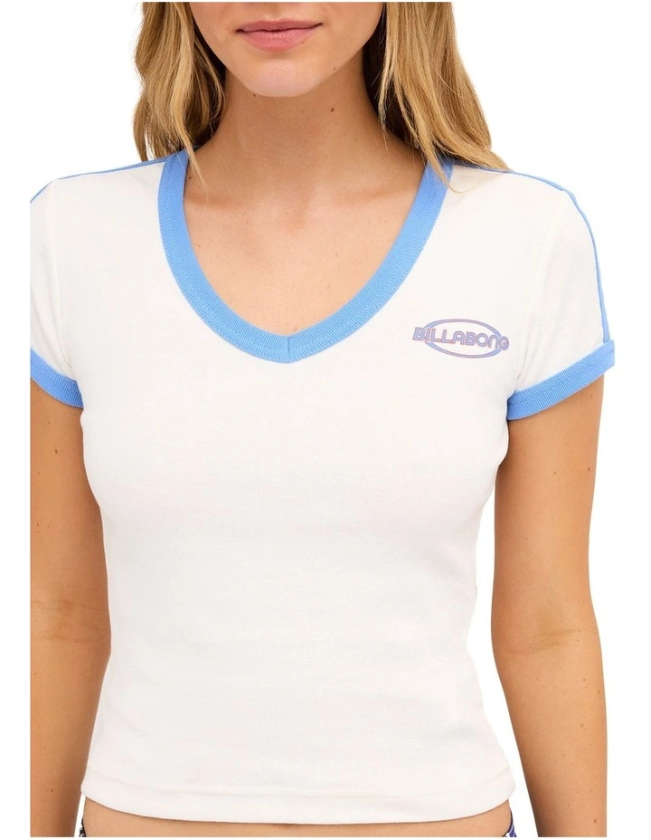 Surf Vibe V Neck T-Shirt In Salt Crystal image 4