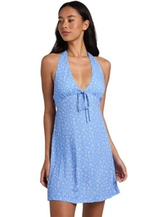 Fall For You Halter Mini Dress In Azure