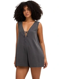 Into The Tide Playsuit In Off Black