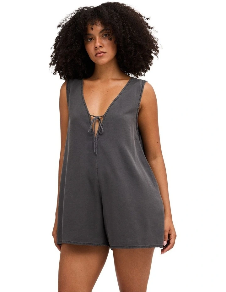 Into The Tide Playsuit In Off Black image 1