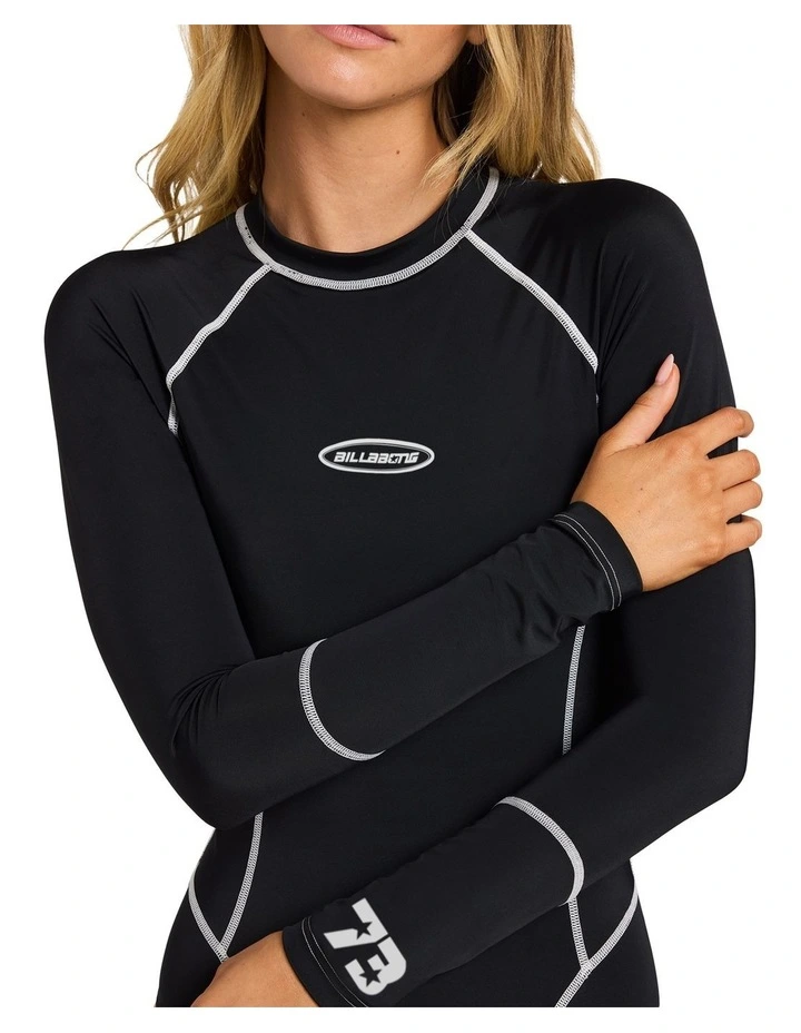 Cool Tides Back Zip Long Sleeve One Piece In Black Pebble image 4