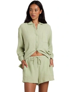 Wanderer Long Sleeve Shirt In Crystal Green