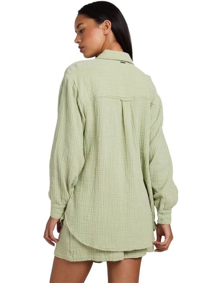 Wanderer Long Sleeve Shirt In Crystal Green image 2