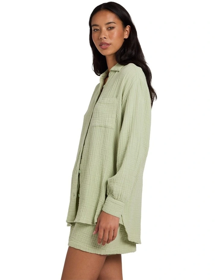 Wanderer Long Sleeve Shirt In Crystal Green image 3