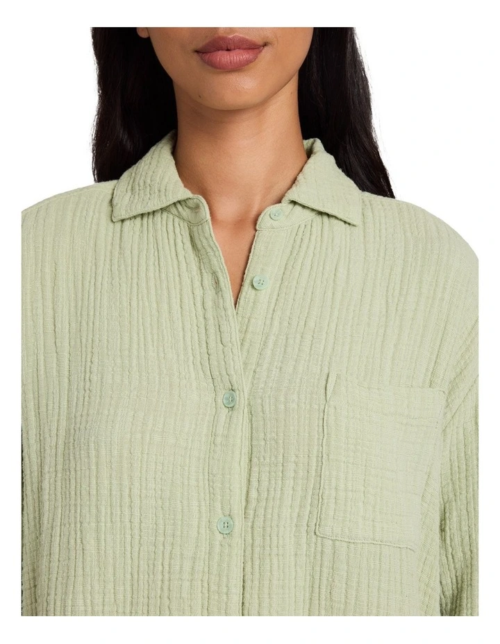Wanderer Long Sleeve Shirt In Crystal Green image 4
