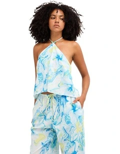 Island Calling Halter Top In Cool Blue