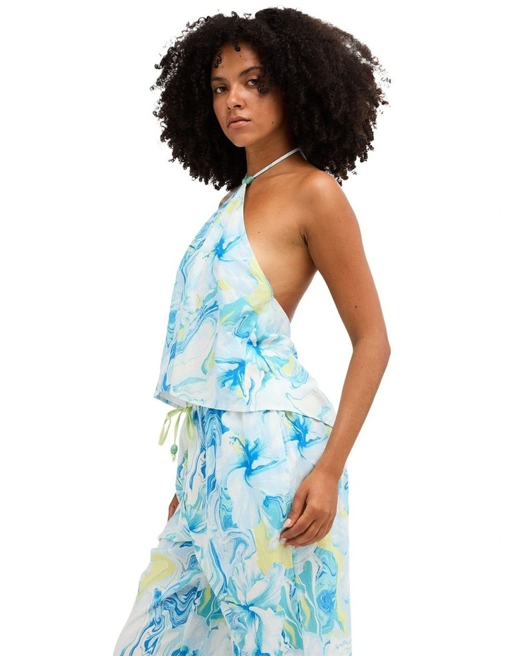 Island Calling Halter Top In Cool Blue image 3
