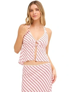 Let It Shine Halter Top In Hibiscus