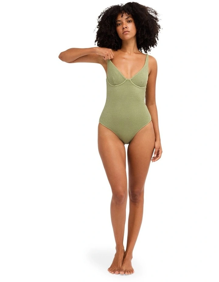 Crinkle Crush Ruby One Piece Swimsuit In Army Green image 5